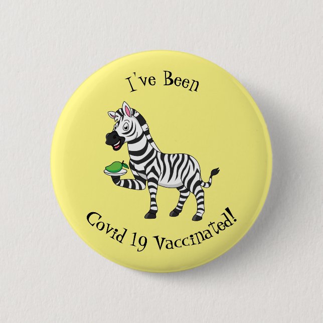Funny zebra cartoon illustration button (Front)