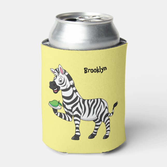 Funny zebra cartoon illustration can cooler (Can Front)