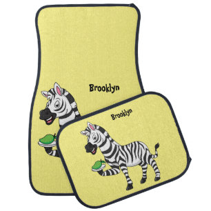 Funny zebra cartoon illustration car floor mat