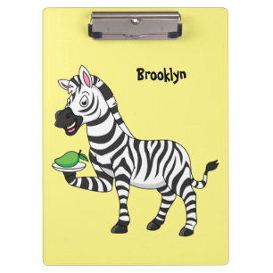 Funny zebra cartoon illustration clipboard