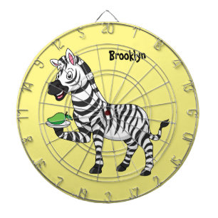 Funny zebra cartoon illustration dart board