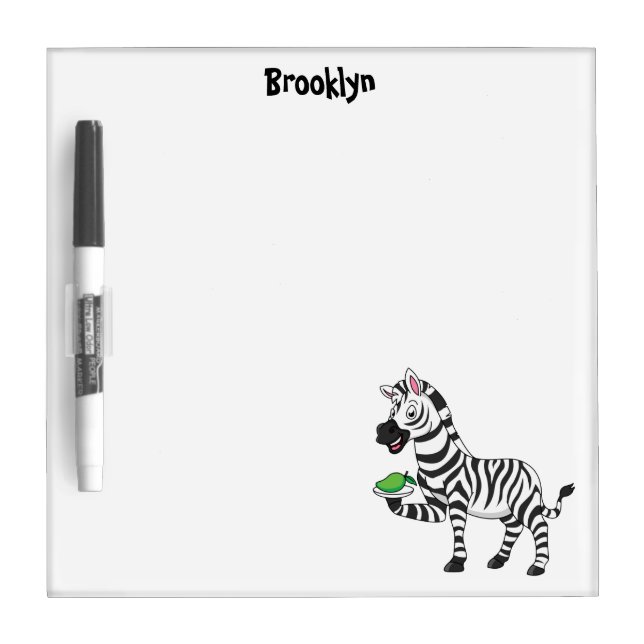 Funny zebra cartoon illustration dry erase board (Front)
