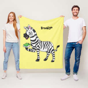 Funny zebra cartoon illustration fleece blanket