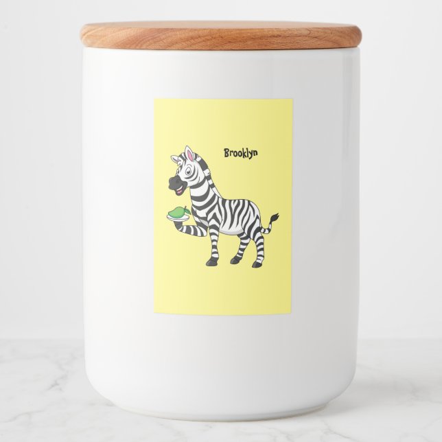 Funny zebra cartoon illustration food label (Front)