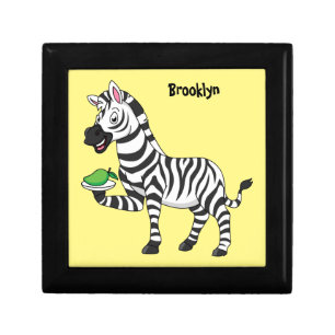 Funny zebra cartoon illustration gift box