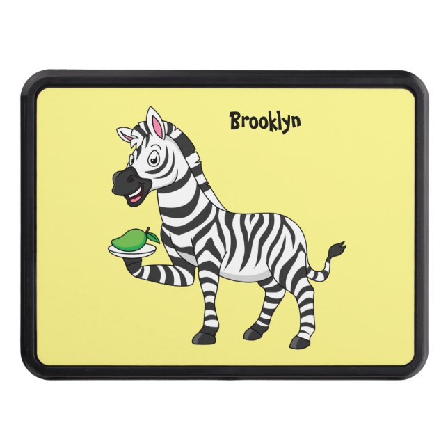 Funny zebra cartoon illustration hitch cover (Front)
