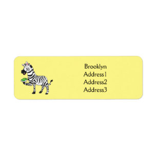 Funny zebra cartoon illustration label