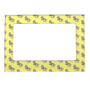 Funny zebra cartoon illustration magnetic frame