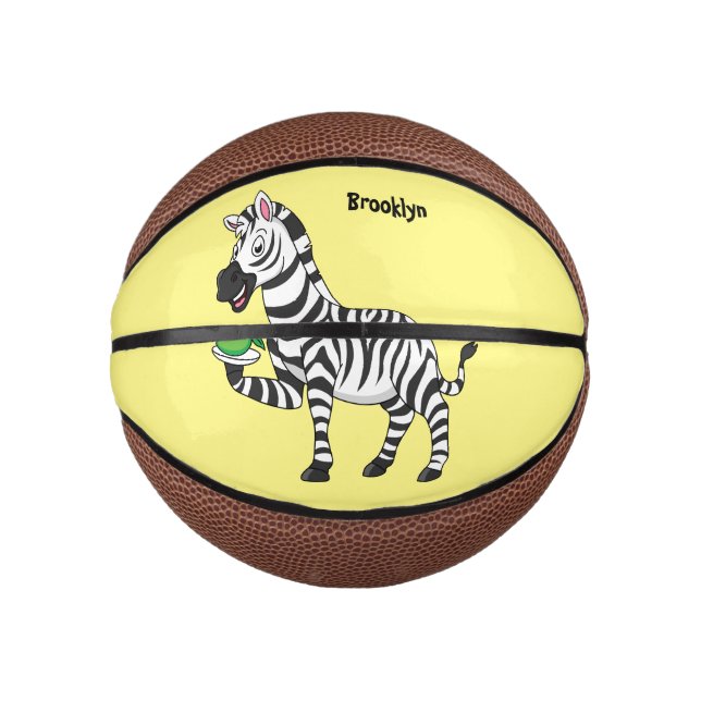 Funny zebra cartoon illustration mini basketball (Front)