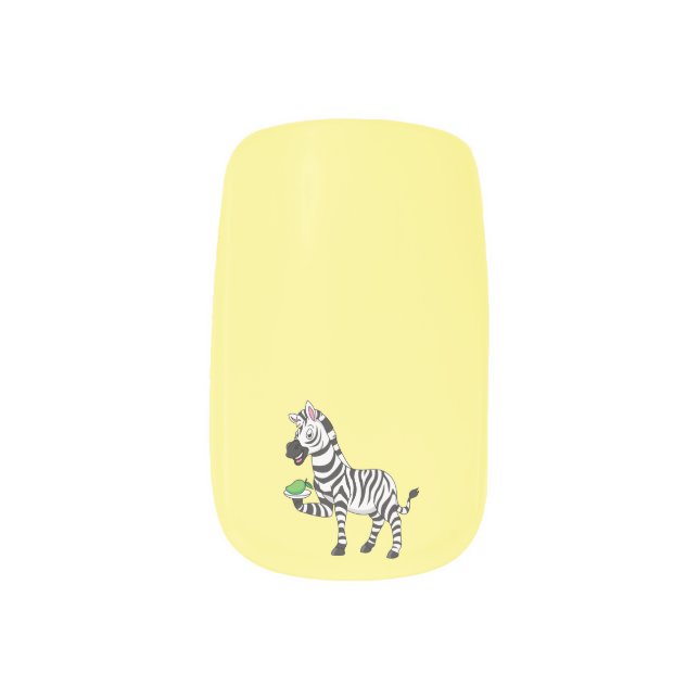 Funny zebra cartoon illustration minx nail art (Left Thumb)