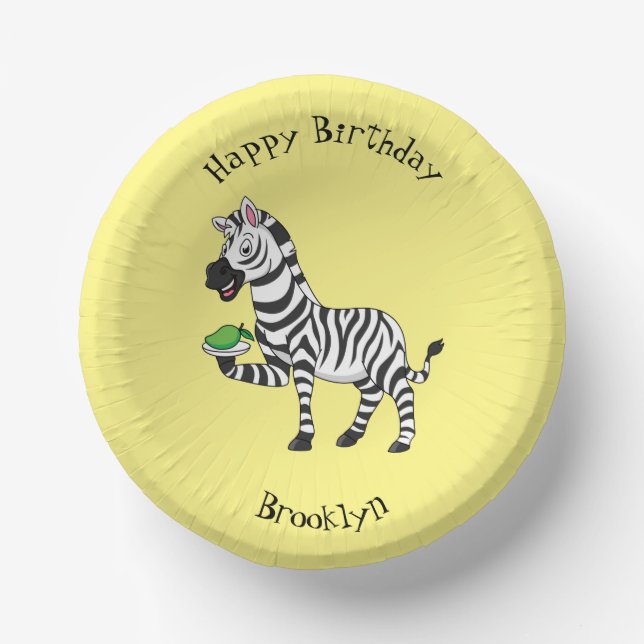 Funny zebra cartoon illustration paper bowls (Front)