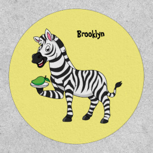 Funny zebra cartoon illustration patch