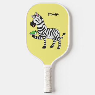Funny zebra cartoon illustration pickleball paddle