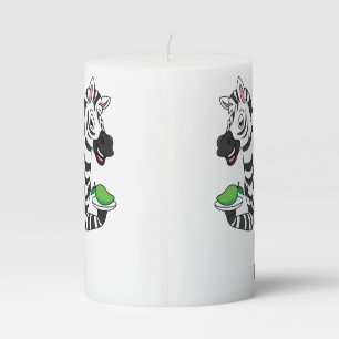 Funny zebra cartoon illustration pillar candle