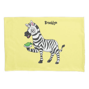 Funny zebra cartoon illustration pillow case