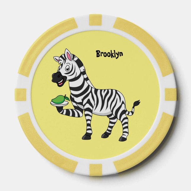 Funny zebra cartoon illustration poker chips (Front)