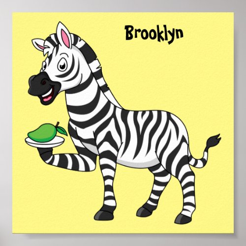 Funny zebra cartoon illustration poster