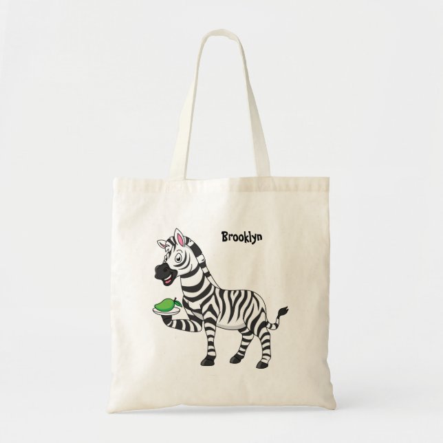 Funny zebra cartoon illustration  tote bag (Front)