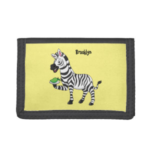 Funny zebra cartoon illustration tri-fold wallet