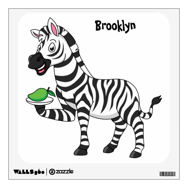 Funny zebra cartoon illustration wall decal (Front)