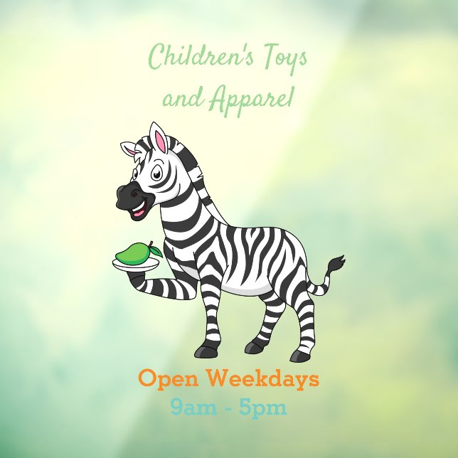 Funny zebra cartoon illustration window cling (Sheet 3)