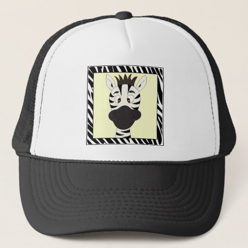 Funny zebra cartoon trucker hat