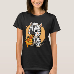 Funny Zebra Eating Pizza Graphic Boys Girls Zebra  T-Shirt