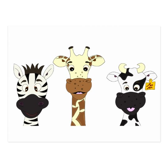 Funny Zebra Giraffe Cow Cartoon Kids Postcard Zazzle Com,United Airlines International Baggage Allowance For Infants