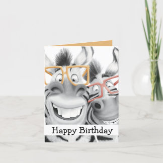 Funny Zebra Glasses Birthday Card
