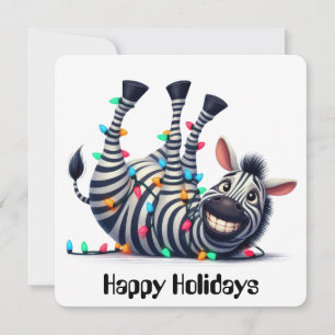 Funny Zebra Holiday Greeting Card