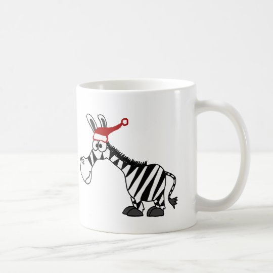 Funny Zebra in Santa Hat Christmas Cartoon Coffee Mug | 0