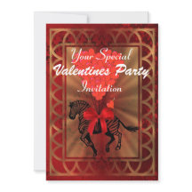 Funny zebra & love heart Valentines party