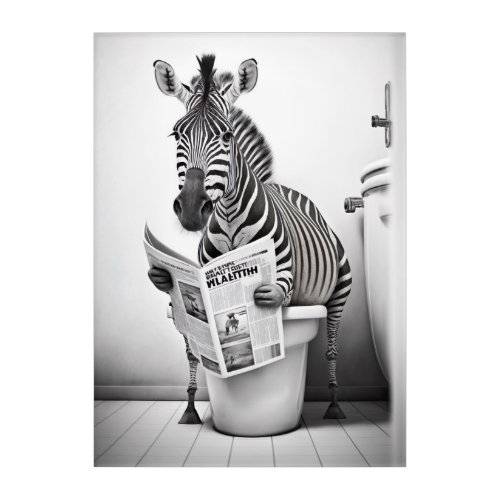 Funny Zebra on Bathroom Toilet Wildlife Animals  Acrylic Print