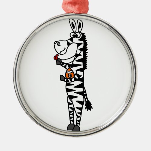 Funny Zebra Referee Original Art Metal Ornament