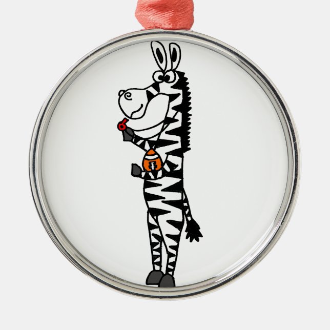 Funny Zebra Referee Original Art Metal Ornament (Front)
