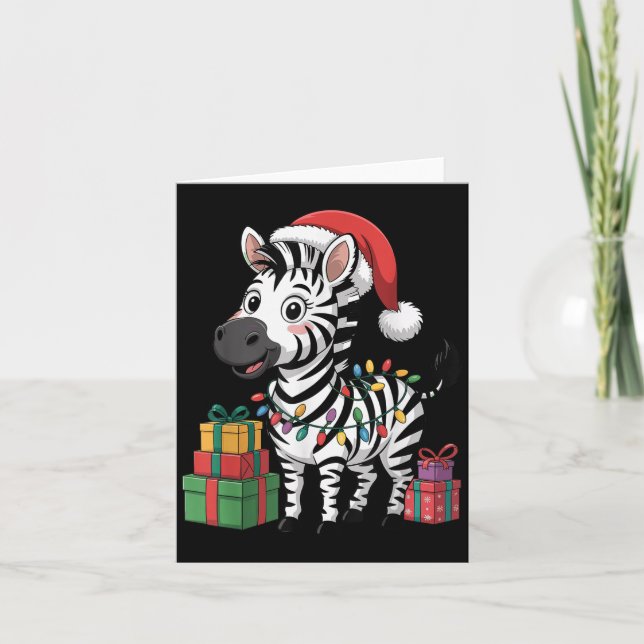 Funny Zebra Santa Hat Animals Lovers Ugly Christma Card (Front)