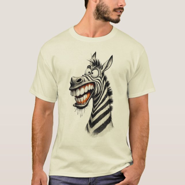 Funny Zebra Smile T-Shirt – Cartoon Style Design (Front)