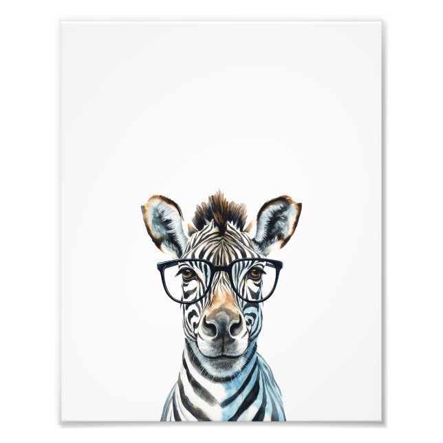 Funny Zebra Wearing glasses  Photo Print (Front)