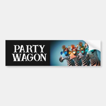 Funny Zebras Cute Zoo Animals Party Hats Glasses B Bumper Sticker by azlaird at Zazzle