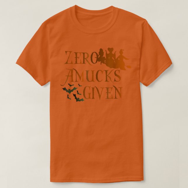 Funny Zero Amucks Given Cute Amuck With Bat Hallow T-Shirt (Design Front)
