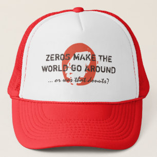 Funny ZEROS & DONUTS red Trucker Hat