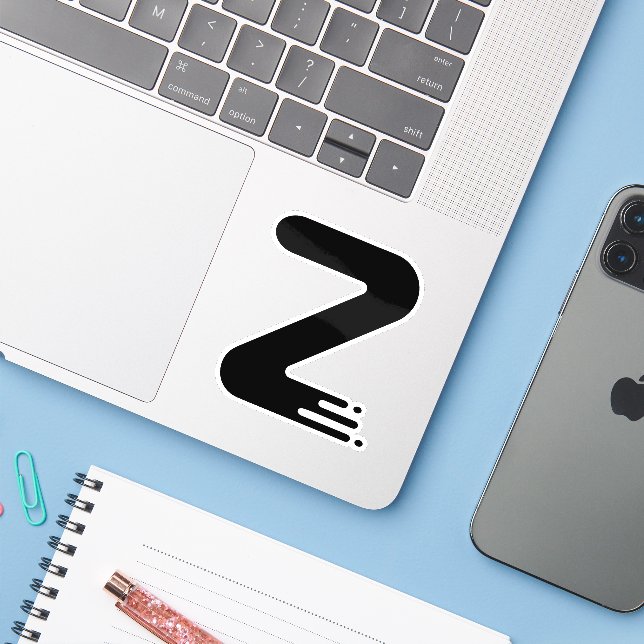 Funny Zig Zag Letter Z Monogram Sticker (Laptop w/ iPhone)