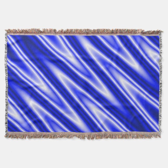 Funny ZigZag Waves blue white + your idea Throw Blanket (Front)