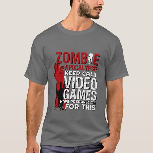 Funny Zombie Apocalypse Grunge Tshirt for Gamers (Front)