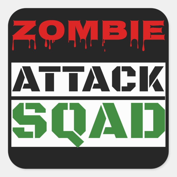 Funny Zombie Attack Squad Square Sticker
