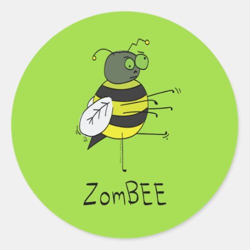 Funny Zombie Bee Cute Halloween Stickers