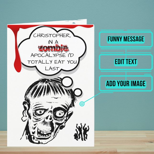 Funny Zombie Birthday Card (This funny card features an illustration of a zombie, currently a pop culture phenomenon.)