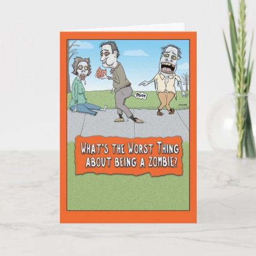 Funny Zombie Brain Farts Halloween Card