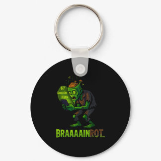 Funny Zombie Brainrot Meme 6 7 Halloween Boys Kids Keychain