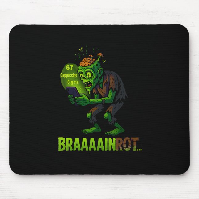 Funny Zombie Brainrot Meme 6 7 Halloween Boys Kids Mouse Pad (Front)
